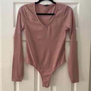 NWOT Fashion Nova Mauve Long Sleeve Tee Bodysuit Size Medium